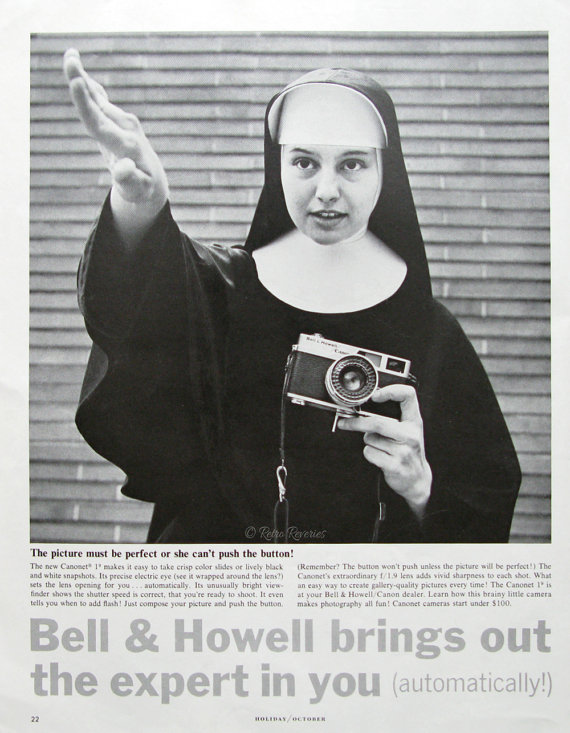 1963 Bell  Howell Canonet 19 Camera Ad - Vintage Canon Camera Ad - 1960s Catholic