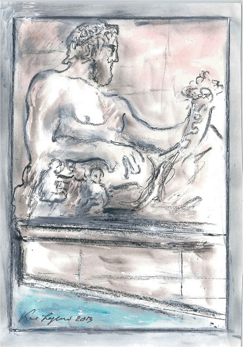 V.COM FENDI KarlLagerfeld Sketch Of Fontana Della Dea Roma