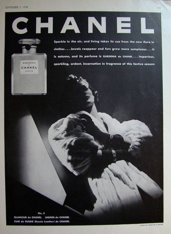 chanel gardenia 1936 vintage perfume ad