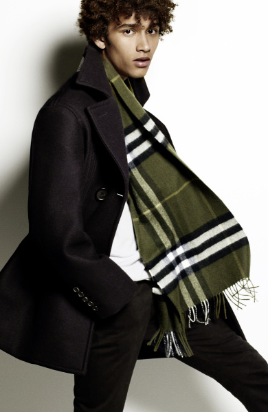 Burberry Scarf Styling - The Tuxedo Fold step one featuring Jackson Hale