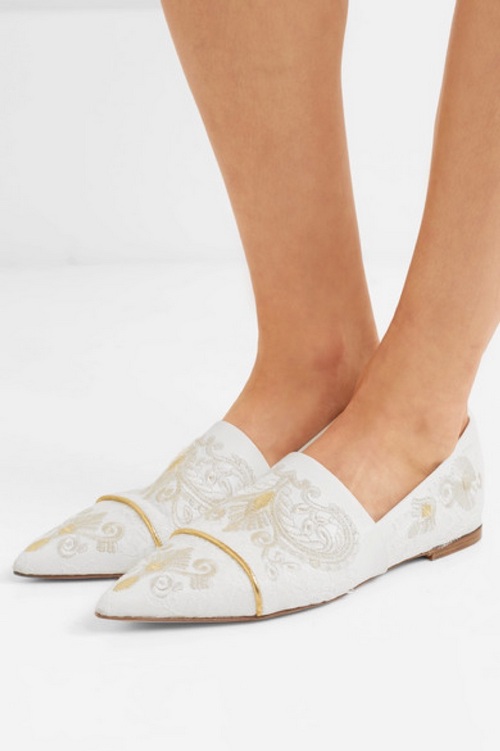 Etro Embroidered Lace Satin Sandals